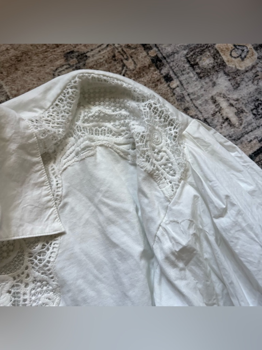 Maeve Anthropologie Balloon-Sleeve Collared Yoke Top white size L - Picture 8 of 12